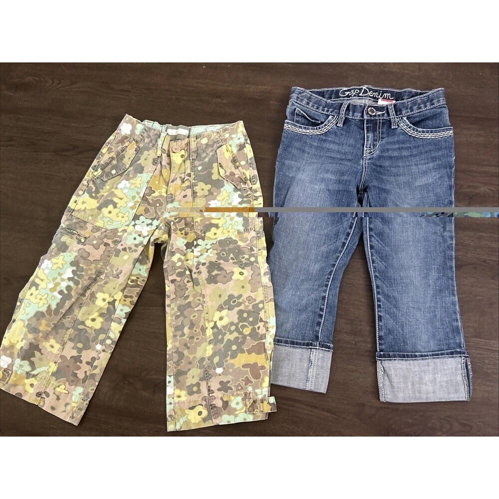 Vintage Gap Denim Kids lot of 2 Girls Size 10 Camo Crop Pant + Denim crop Jeans
